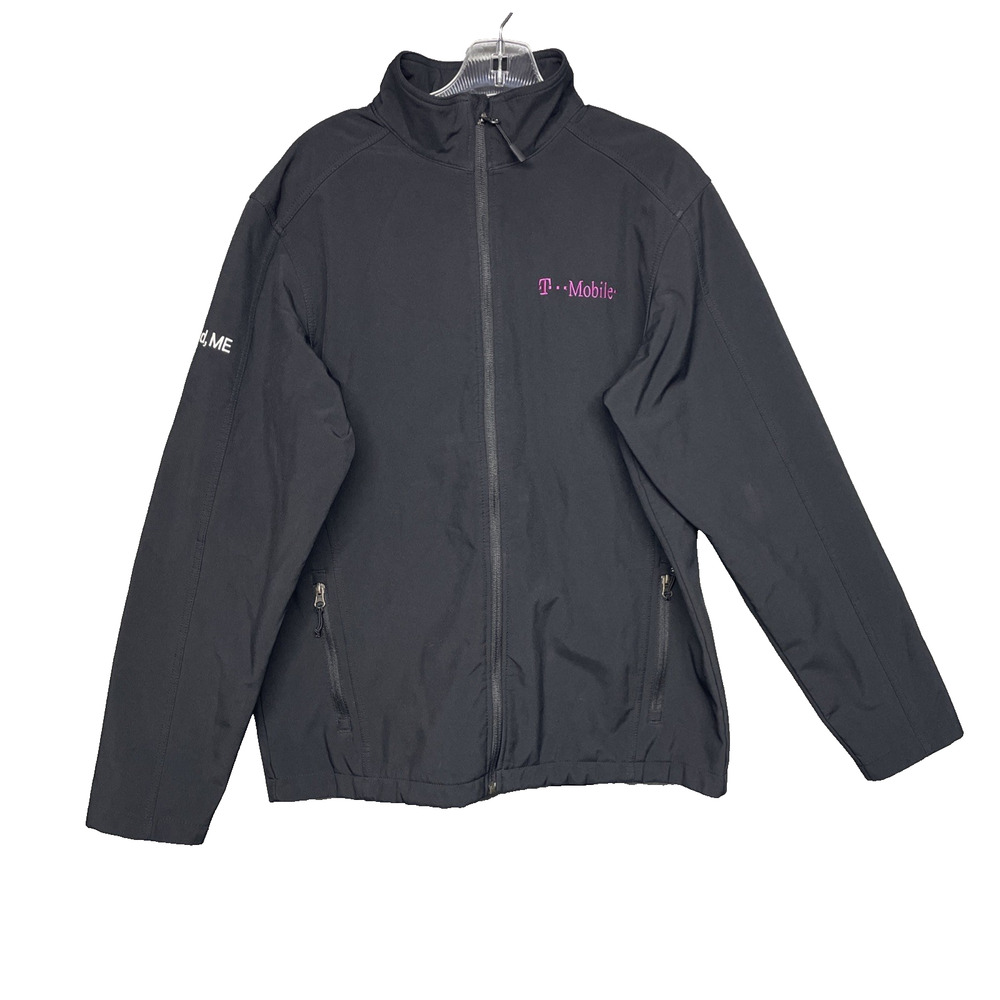 Port Authority Mens Medium Black T Mobile Soft Shell Full Zip Jacket Oakland ME